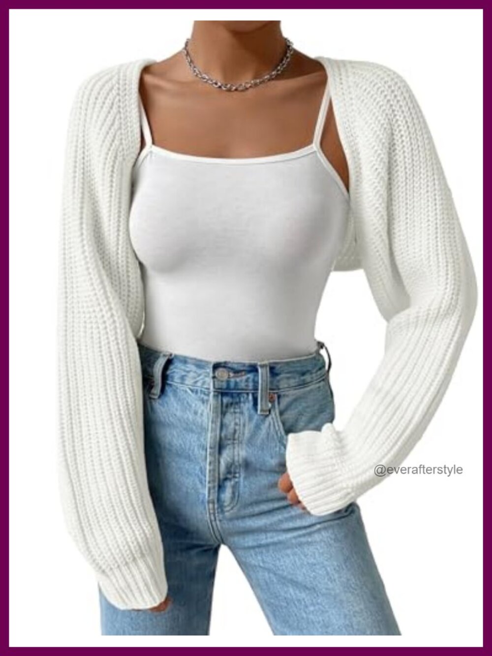 Long Sleeve Open Front Knitted Crop Cardigan Drop Shoulder Shrug Sweater